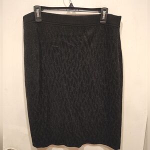 Escada Margaretha Ley Black Textured Stretch Knit Pencil Skirt Sz 44 (L) Career